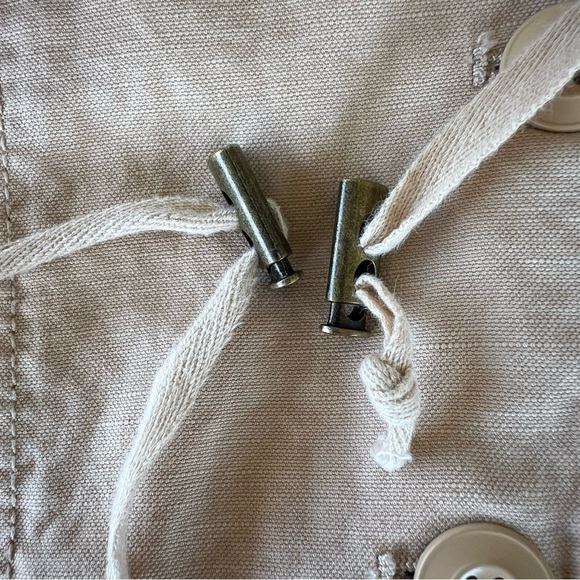 Sundance Every Angle Linen Blend Jacket Tan Petite Large Dramatic Collar Buttons - Picture 9 of 15